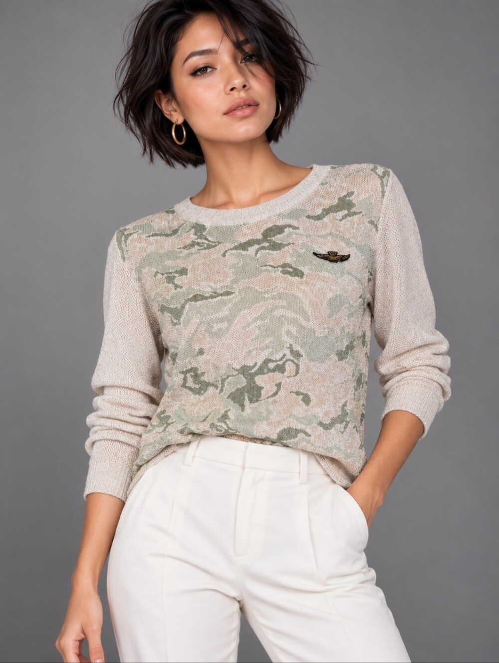 Aeronautica Militare Italy Gold Shimmer Knit Top Made In Italy XL Fits Size 6
